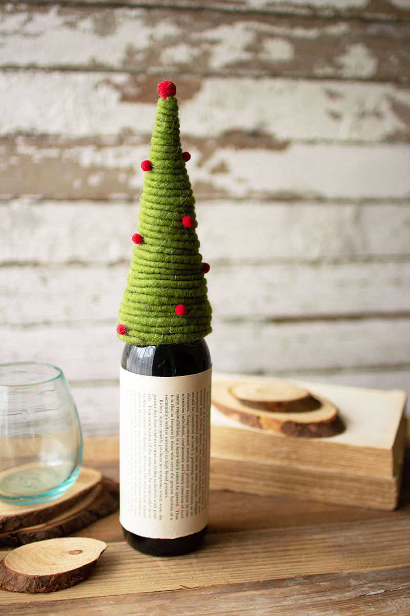 Picture of Kalalou CHB2249 Coiled Felt Tree Wine Topper