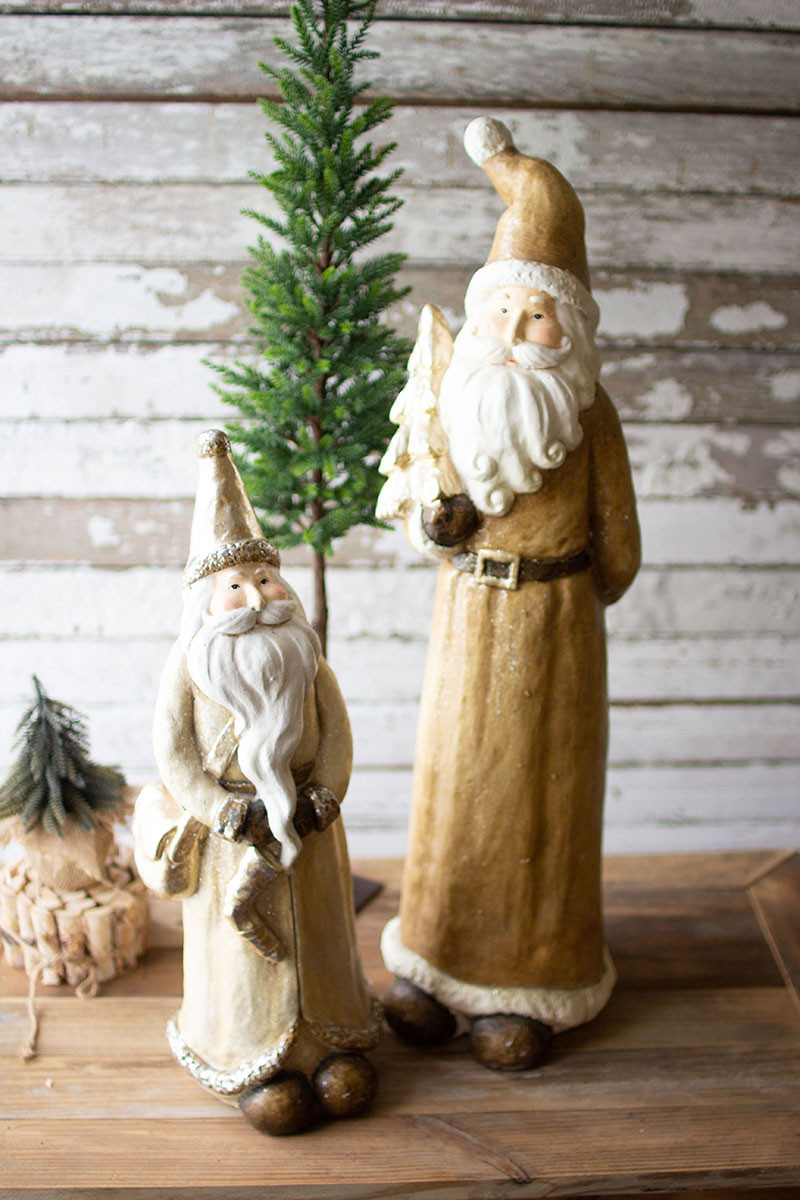 CHE1346 Resin Santa, Cream & Tan - Set of 2