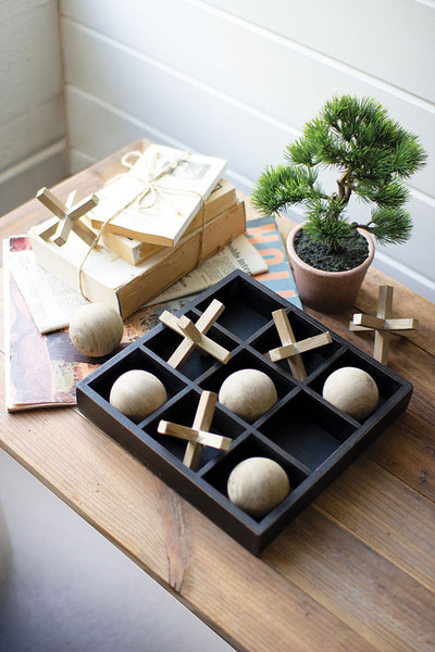 10 x 10 in. Wooden Tic-Tac-Toe Set, Multi Color