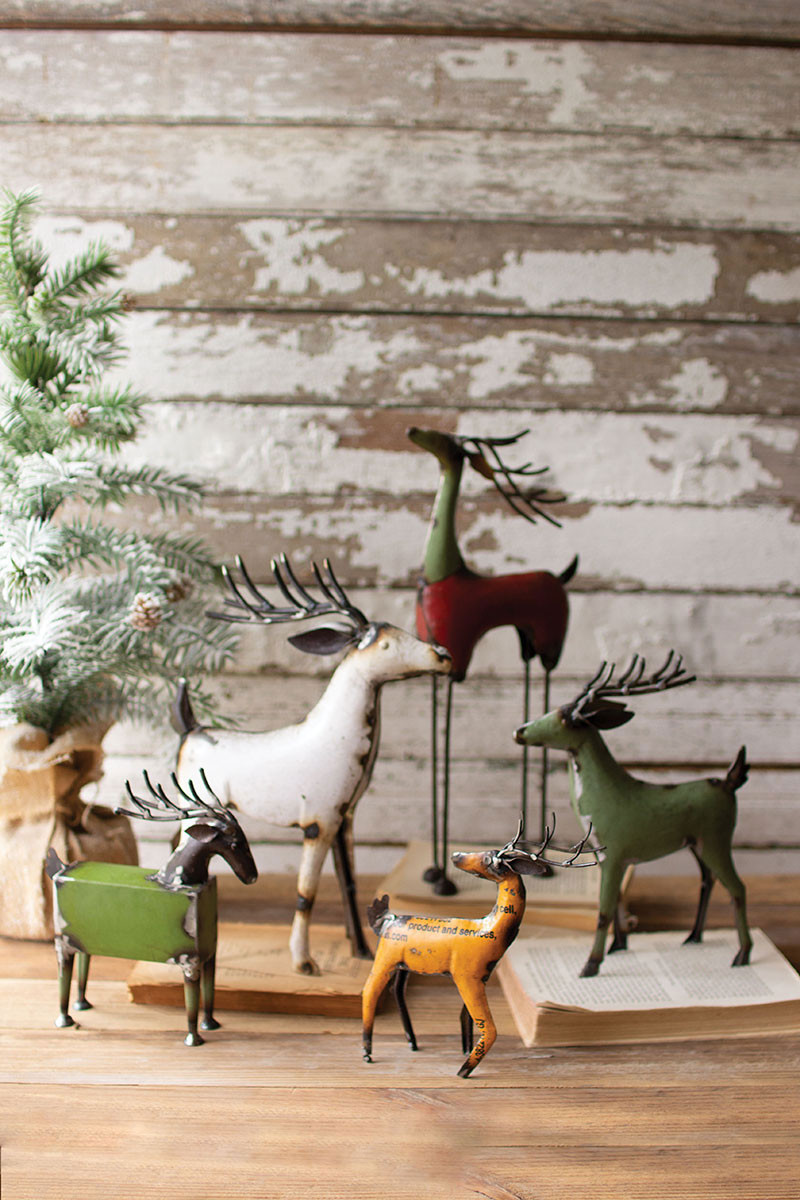 One Design Recycled Deer, Multi Color - Set of 5