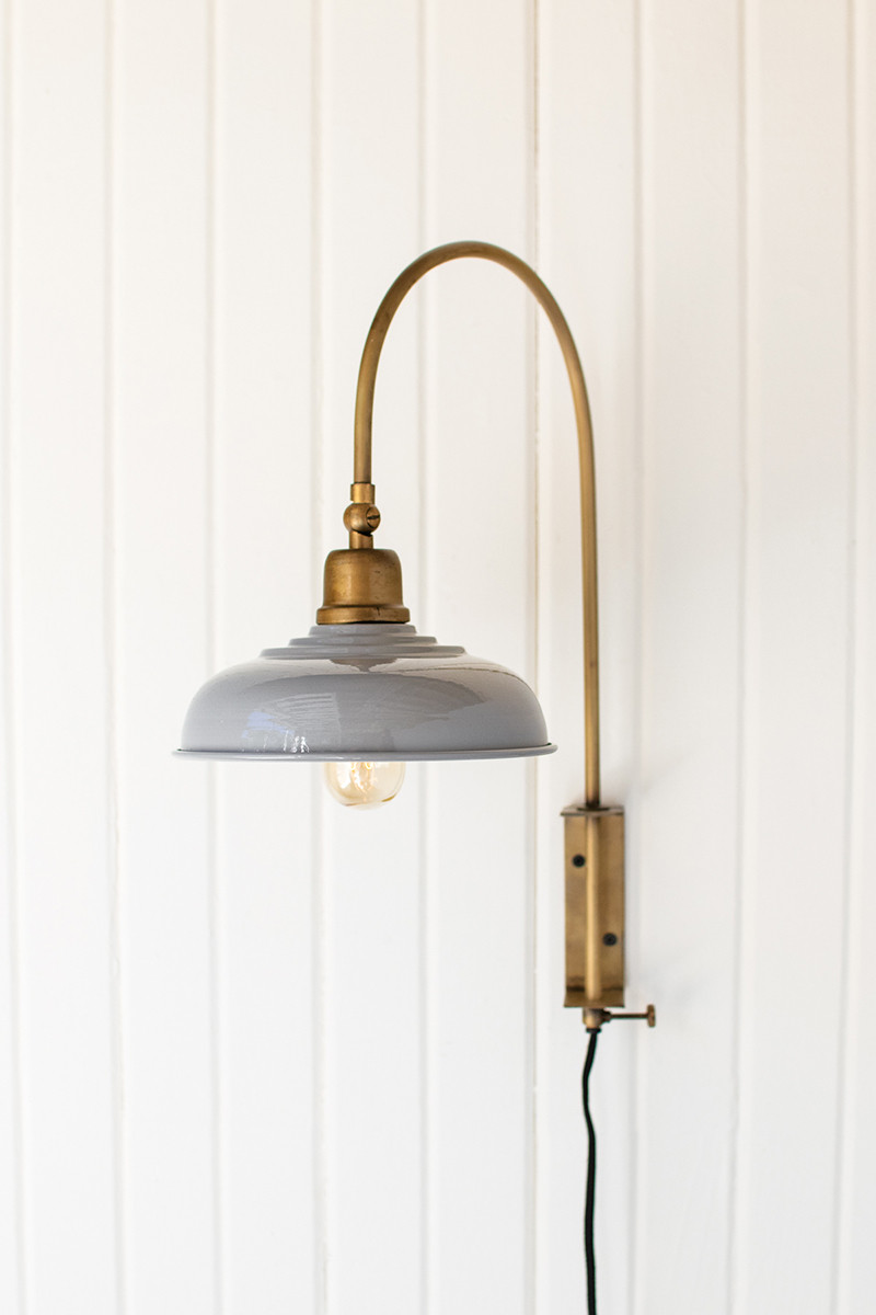 NDE1424 Wall Light with Grey Shade, Gold