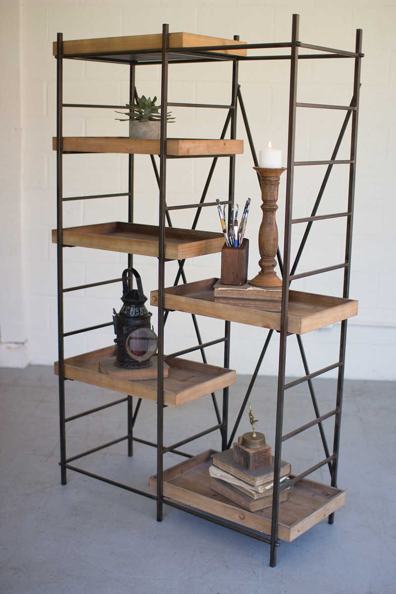 Picture of Kalalou CHW1044 44 x 16.5 x 64 in. Iron Shelving Unit with Six Adjustable Wooden Shelves