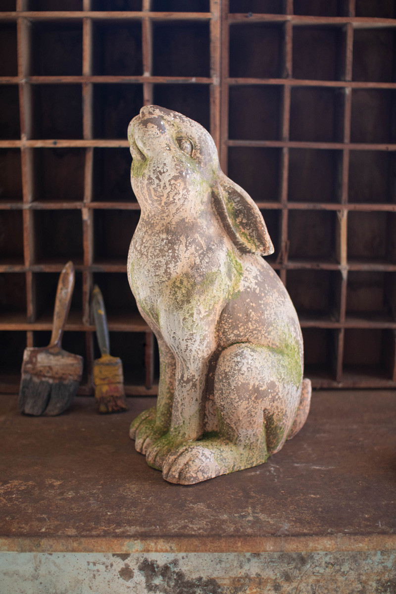 CHE1470 Faux Concrete Rabbit with Head Up, Multi Color