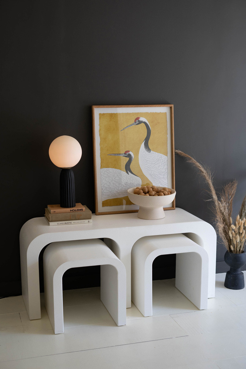 CHH1468 White Wood Rectangle Coffee Table with Nesting Accent Tables