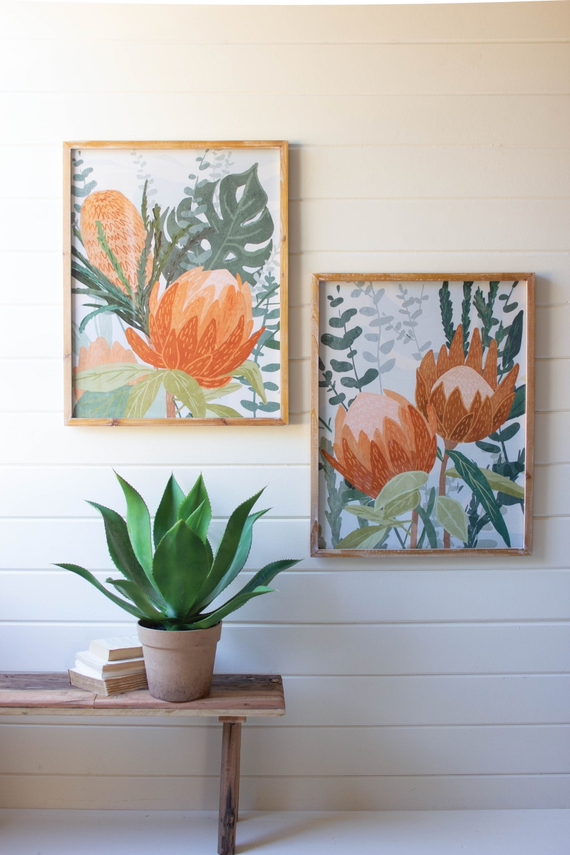 CHH1480 Protea Prints Under Glass Framed Art - Set of 2