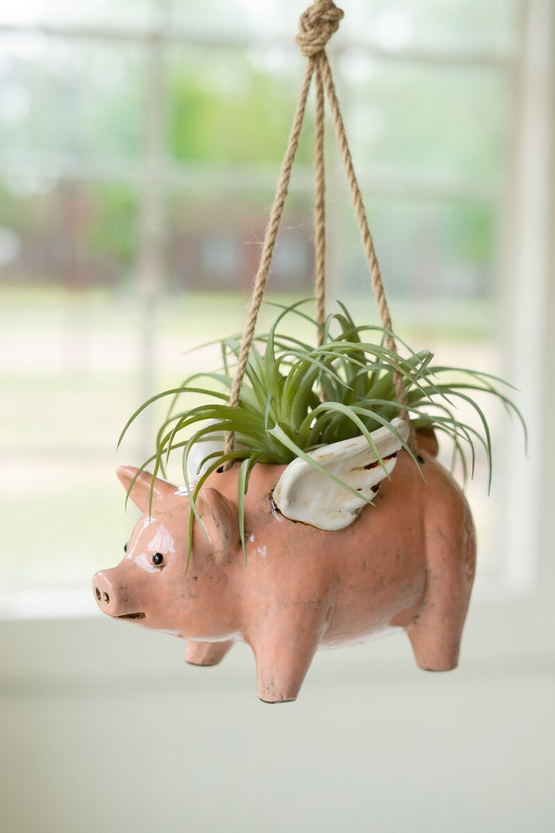 Picture of Kalalou CDV2243K Ceramic Hanging Flying Pig Planter