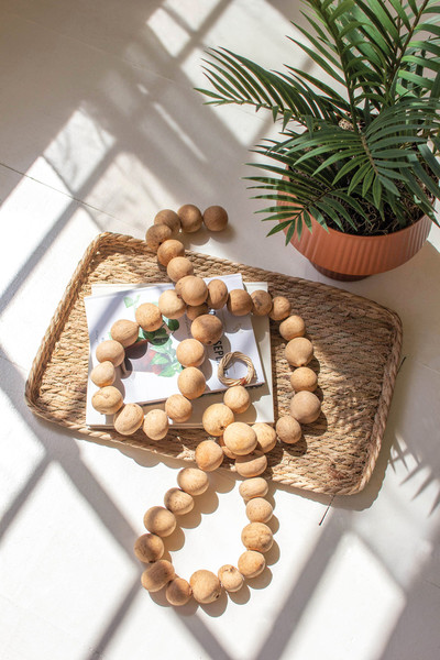 NSBE1026K Dried Gourd Ball Garland, Brown