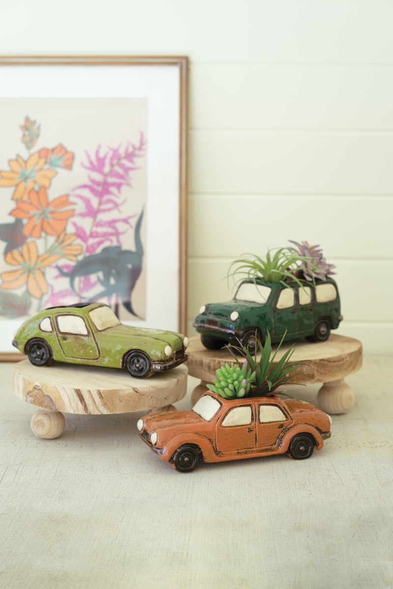 CDV2252 Ceramic Cars Planters, Multi Color