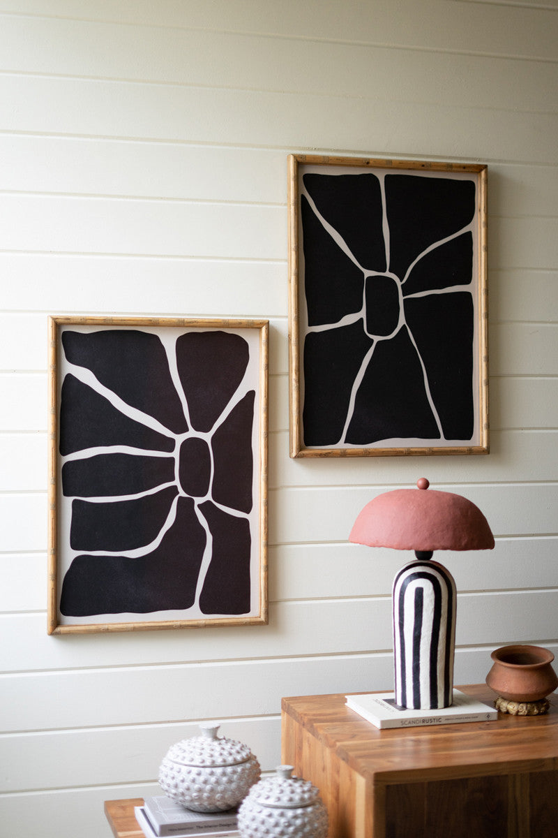 CHH1504 Black & White Abstract Prints Under Glass Framed Art