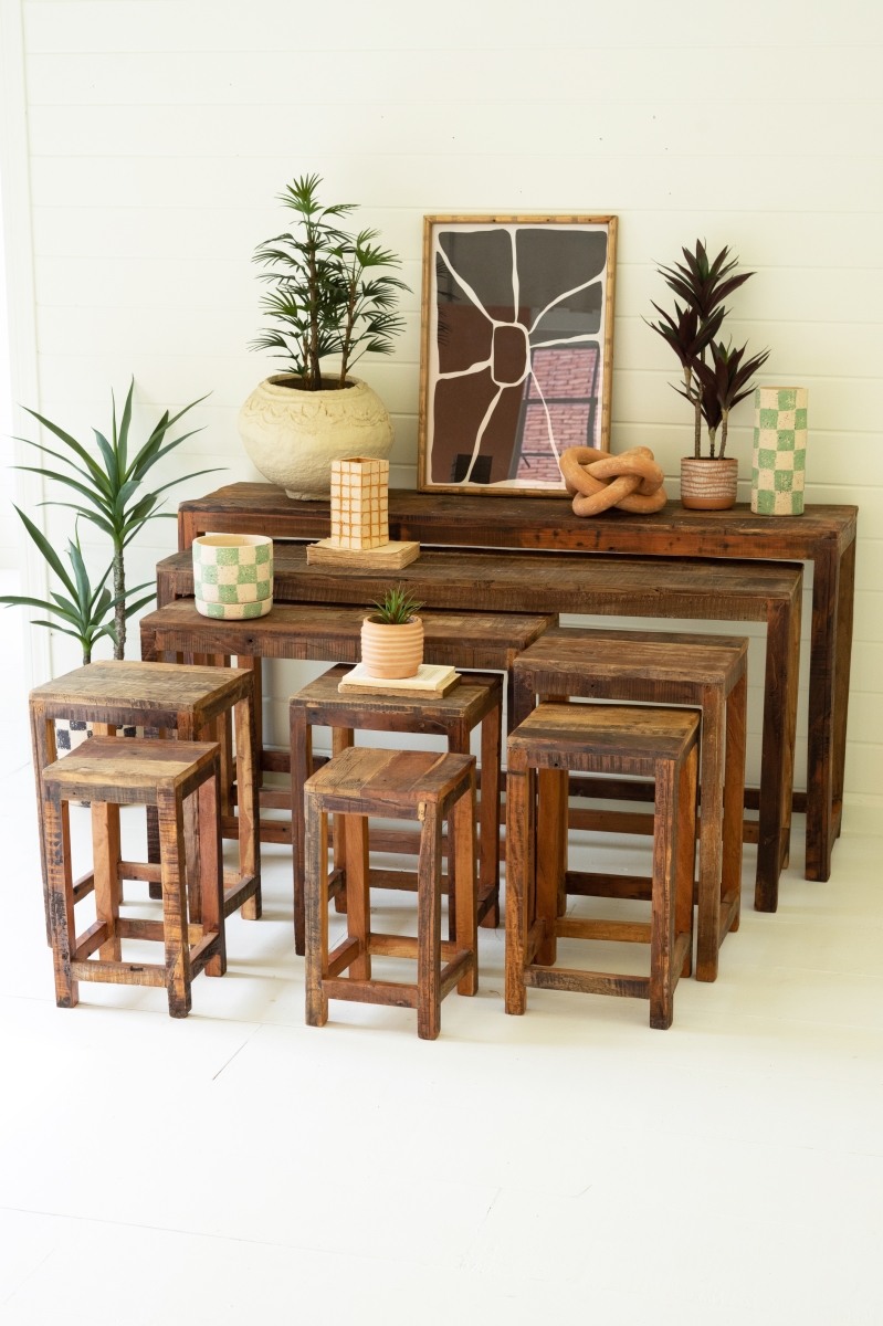 NMCC1333 Recycled Wood Display Tables, Brown