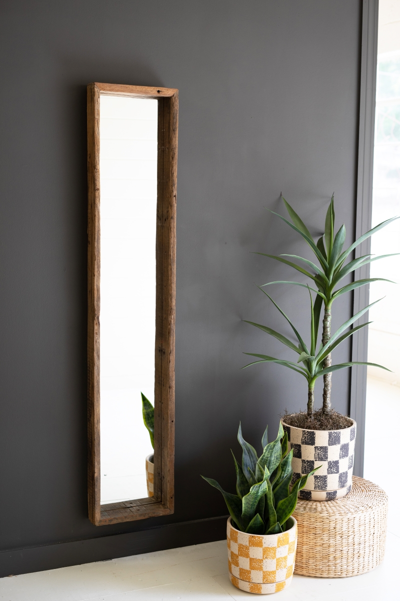 NMCC1353 Recycled Wood Shadow Box Framed Mirror, Brown