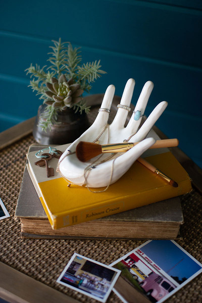 Picture of Kalalou CDV2060K Ceramic Hand Ring Holder, White