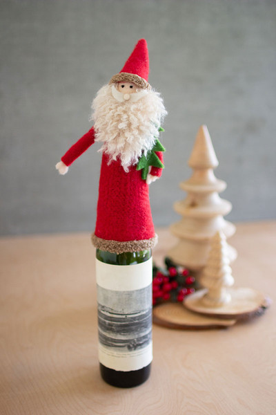 Picture of Kalalou CHB2243K Felt Santa Wine Topper, Multi Color