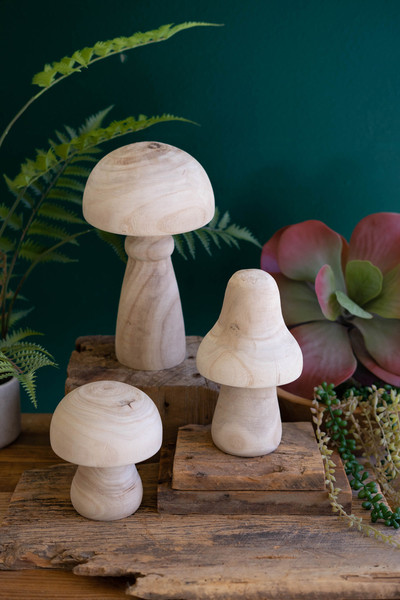 CFAN1133K Natural Wood Mushrooms, Tan