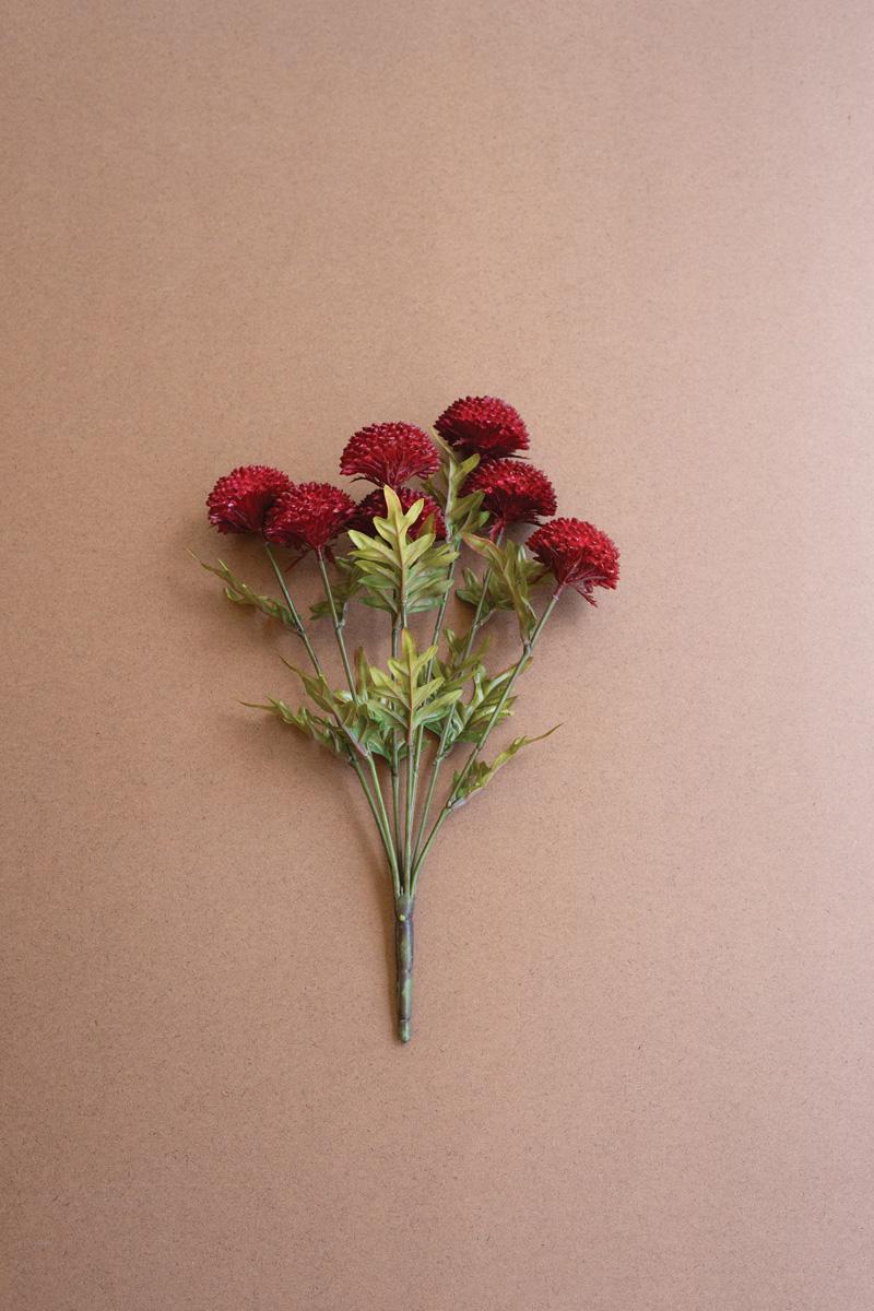 CHAL1002 18 in. Artificial Red Ball Dahlias Flowers - Bundle of 7