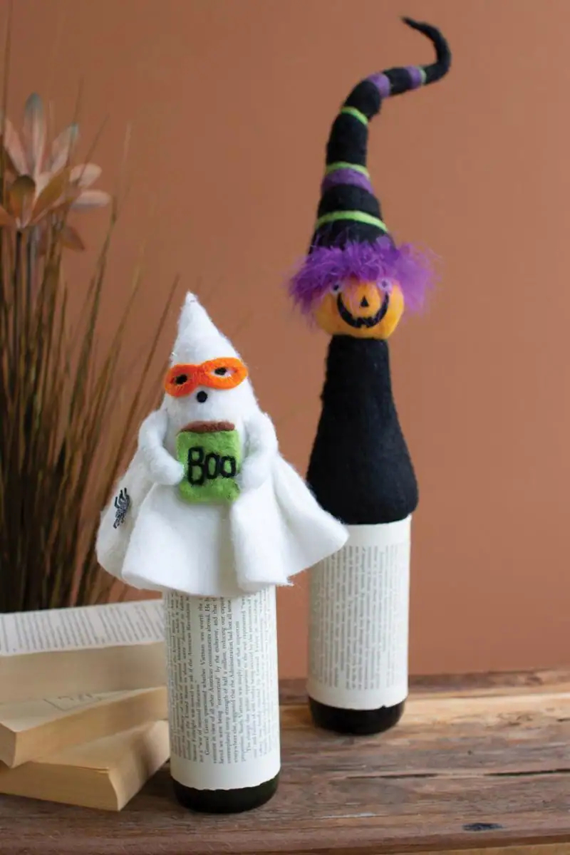 CHB2396 Felt Halloween Jack-O-Lantern Bottle Topper - Multi Color