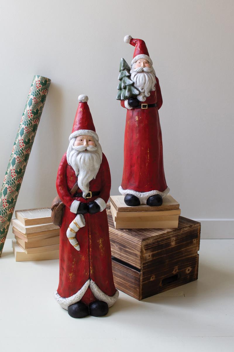 CHE1542 Resin Santas - Multi Color - Set of 2