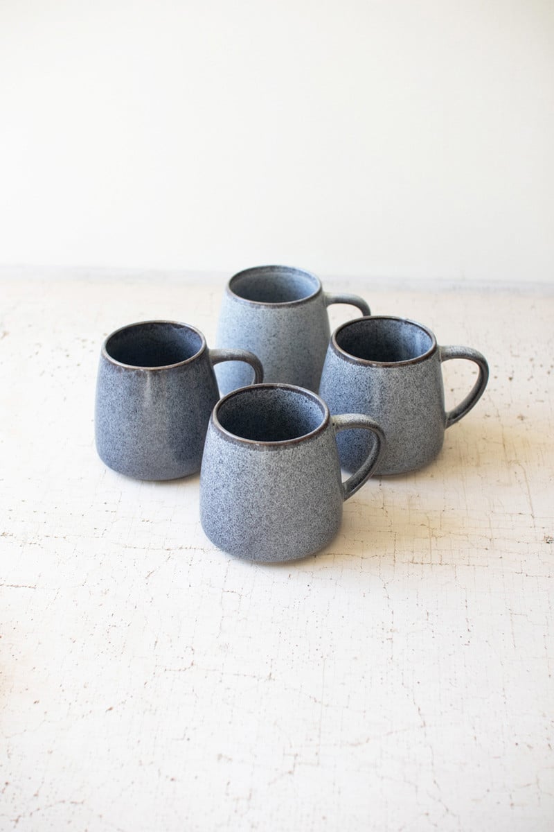 Picture of Kalalou CTE1019 Sto ash Ceramic Mugs&#44; Blue