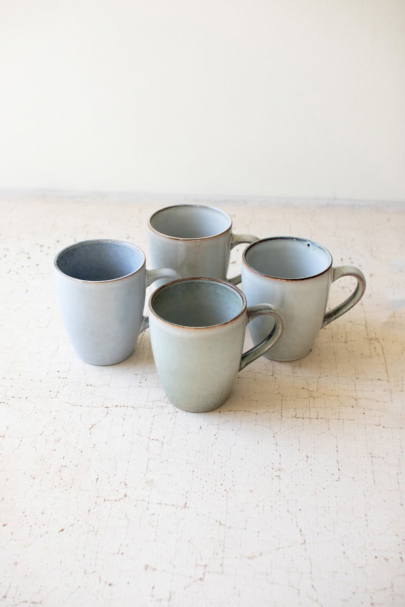 Picture of Kalalou CTE1021 Storm Ceramic Mugs&#44; Blue & Grey