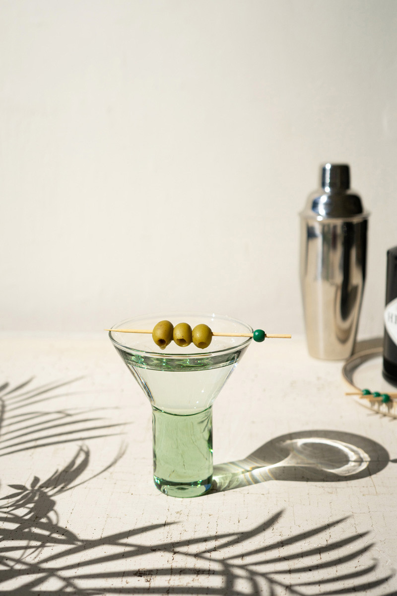 Picture of Kalalou CV2369 Clear Martini Glass with Solid Base&#44; Green