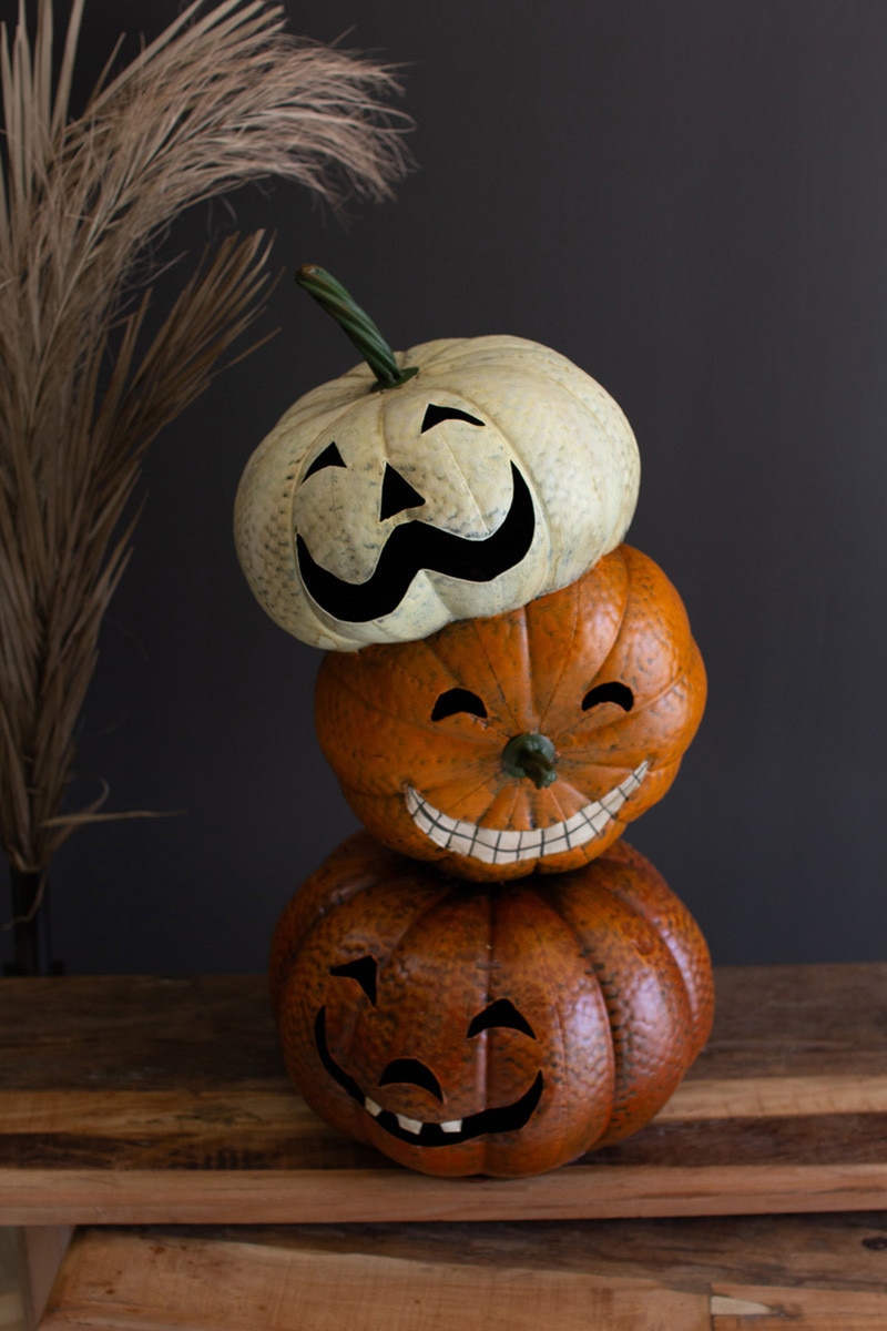 CZG1489 Painted Metal Halloween Stacking Jack-O-Lanterns, Multi Color