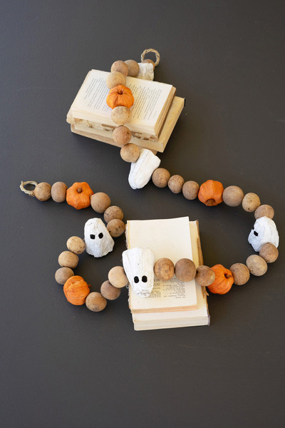 NSBE1045K Gourd, Ghost & Pumpkin Garland, Multi Color