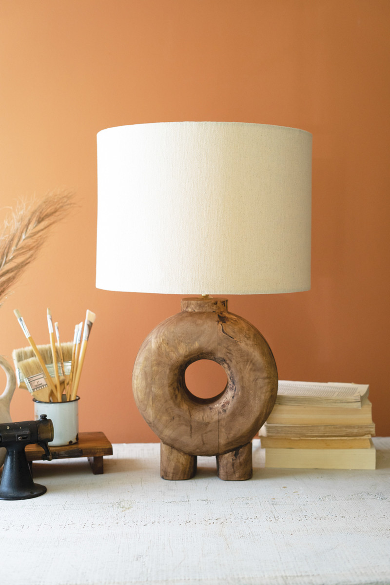 Picture of Kalalou NRU1014 Recycled Wood Table Lamp Base with Fabric Shade