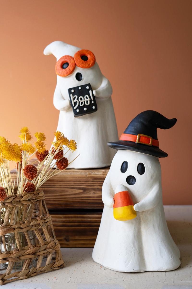 CHE1556 Resin Halloween Ghosts - Multi Color - Set of 2