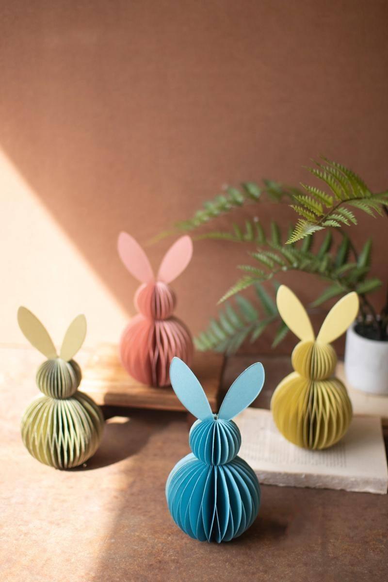 Picture of Kalalou NASC1034 Paper Accordion Bunnies&#44; Multi Color - Set of 4