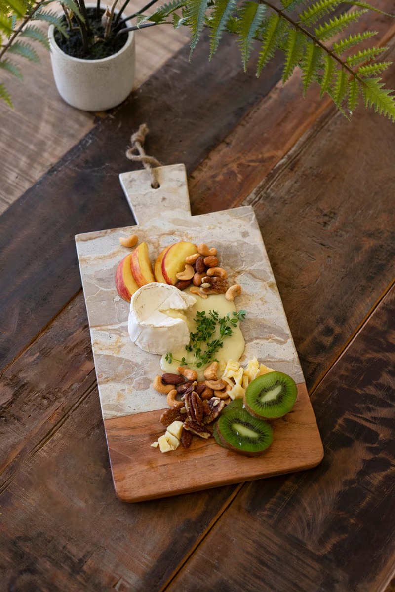 Picture of Kalalou NNAV1014 Marble & Acacia Wood Cheese Board with Jute Hanger - Brown