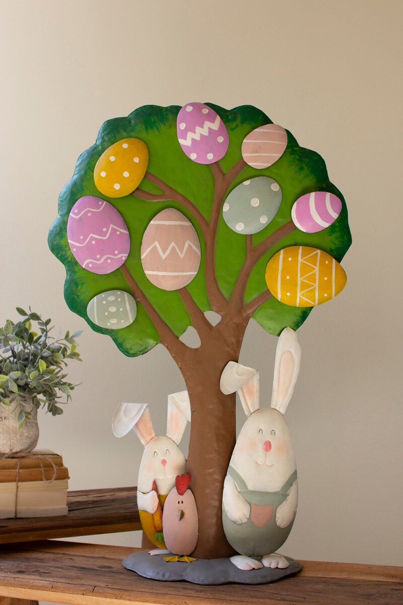 Picture of Kalalou CHE1583 Large Painted Metal Easter Egg Tree - Multi Color
