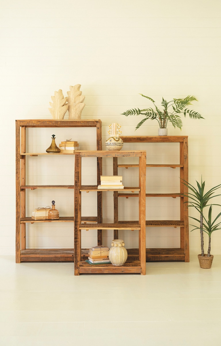 NMCC1399 Recycled Wood Shelving Units - Brown - Set of 3