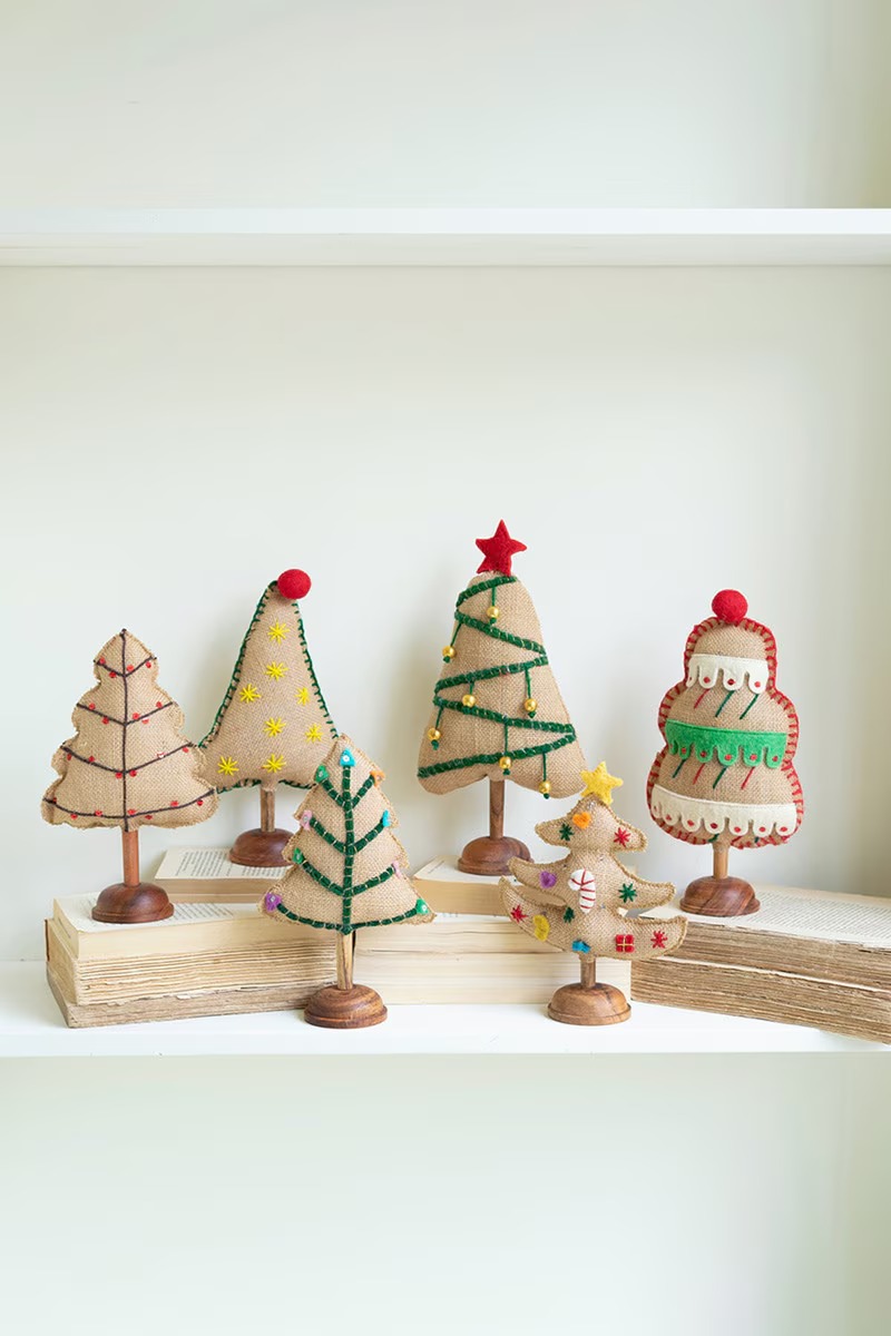 Picture of Kalalou NKF1100K Felt Christmas Trees&#44; Multi Color - Set of 6