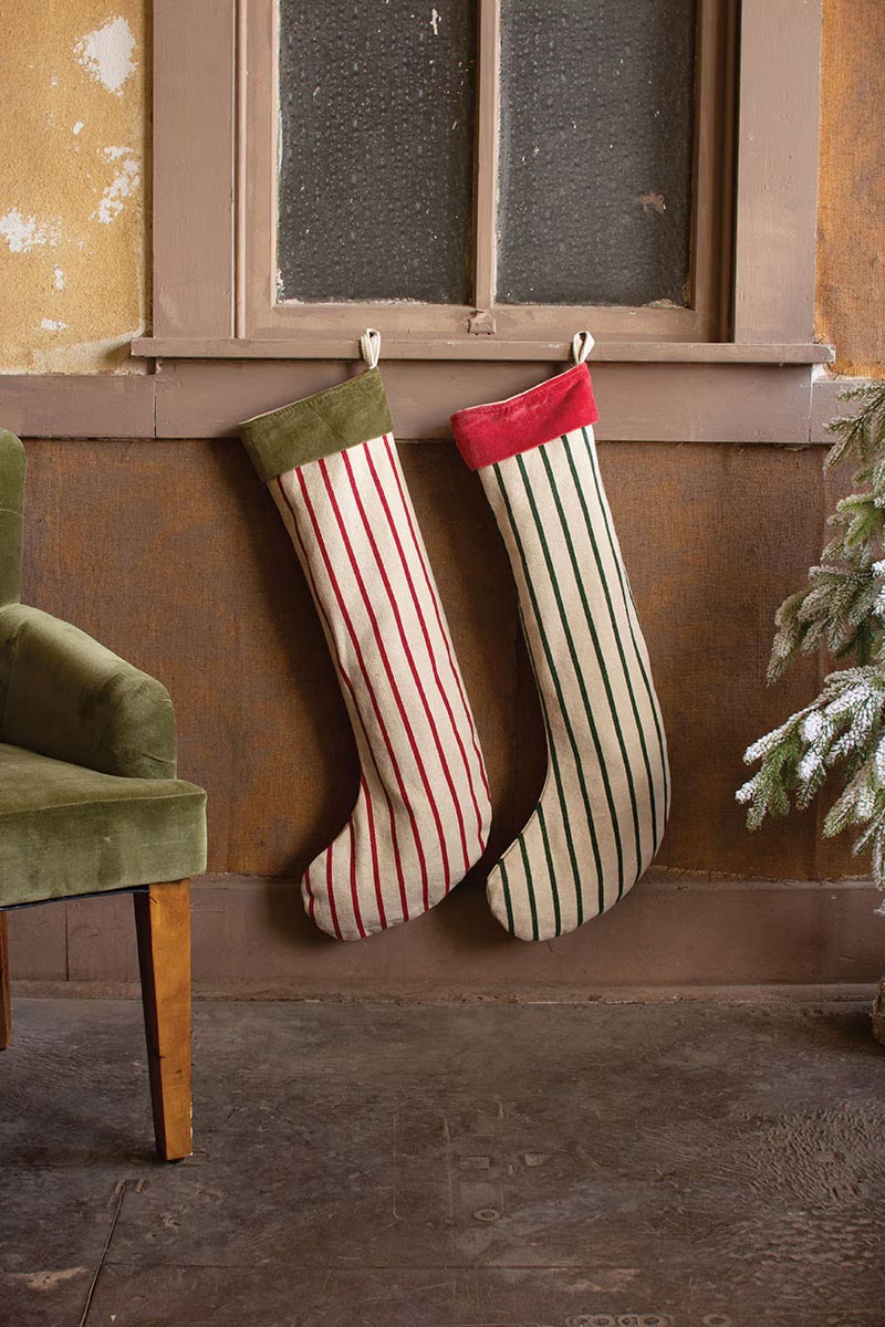 Picture of Kalalou NRV2168K 9 x 1 x 31.5 in. Giant Striped Christmas Stockings with Velvet Collar&#44; Multi Color - Set of 2