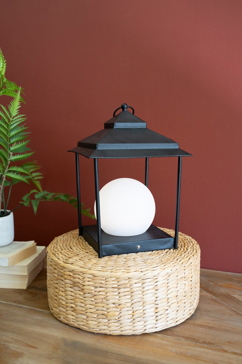 Picture of Kalalou CHYK1410 Covered Textured Metal LED Lantern&#44; Black