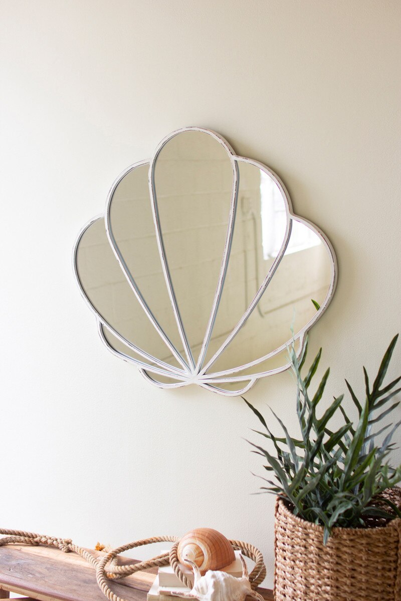 Picture of Kalalou CLA1434 Metal Framed Seashell Mirror - White