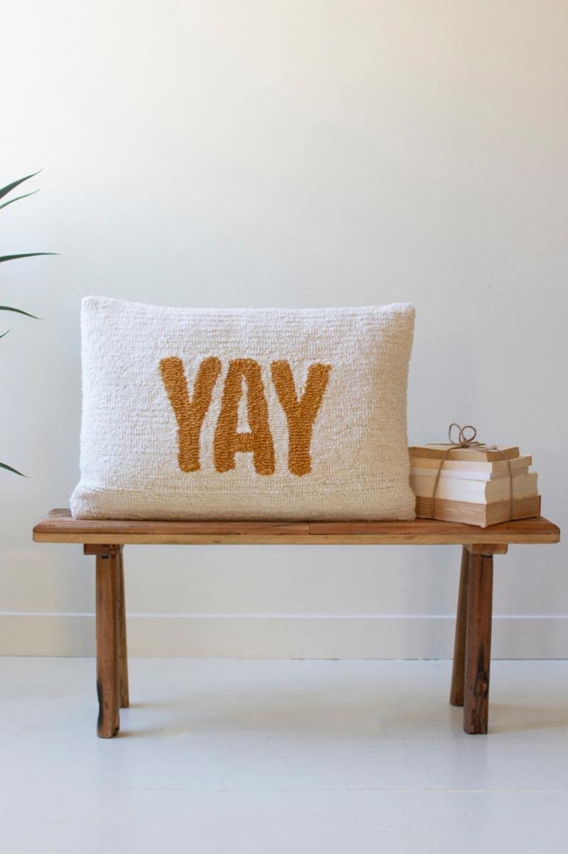 Picture of Kalalou NNF1052 Yay Hand-Hooked Pillow&#44; Multi Color