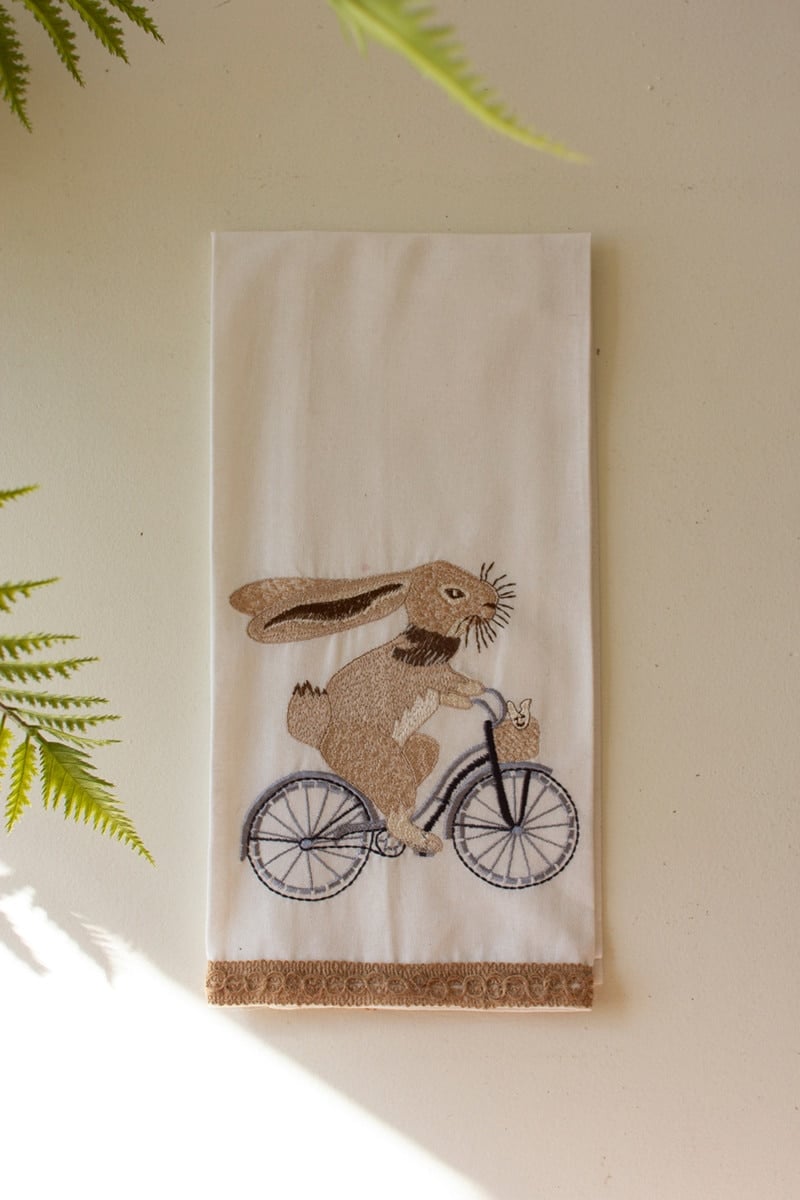 Picture of Kalalou NTD1012 20 x 27 in. Easter Tea Towels & Bike Bunny&#44; Multi Color