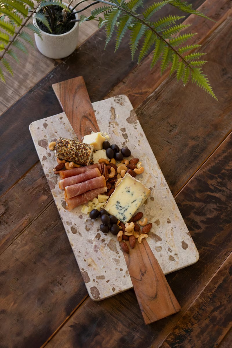 Picture of Kalalou NNAV1016 Marble & Acacia Wood Cheese Board with Two Handles - Brown