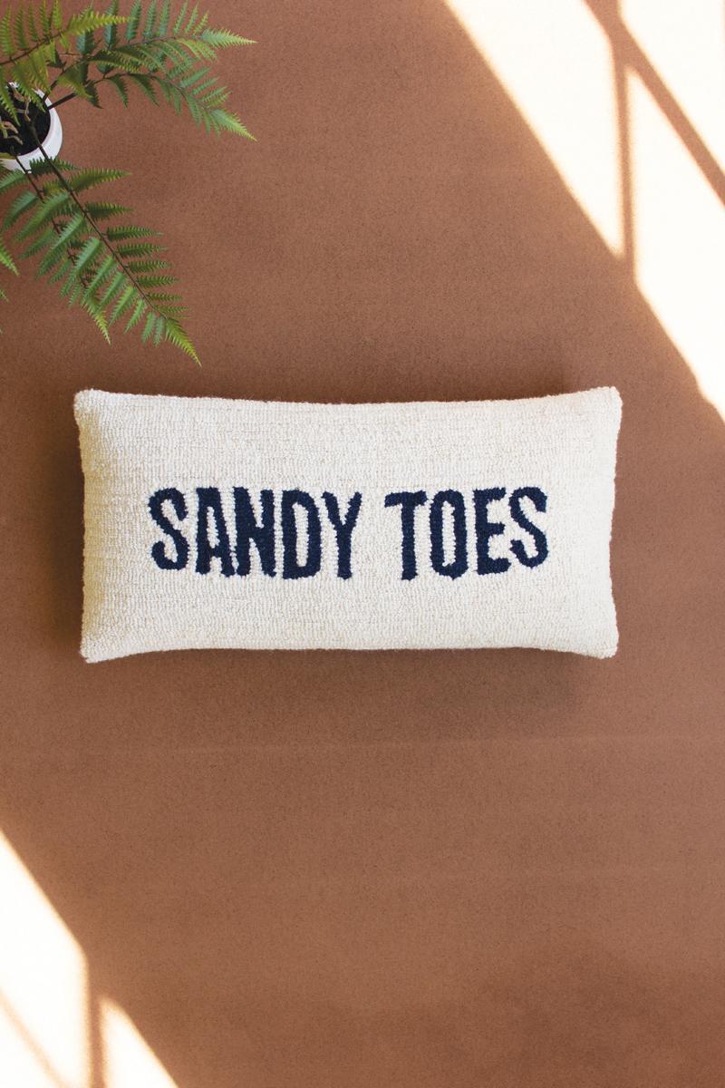 Picture of Kalalou NNF1046 Sandy Toes Hand-Hooked Pillow - Multi Color
