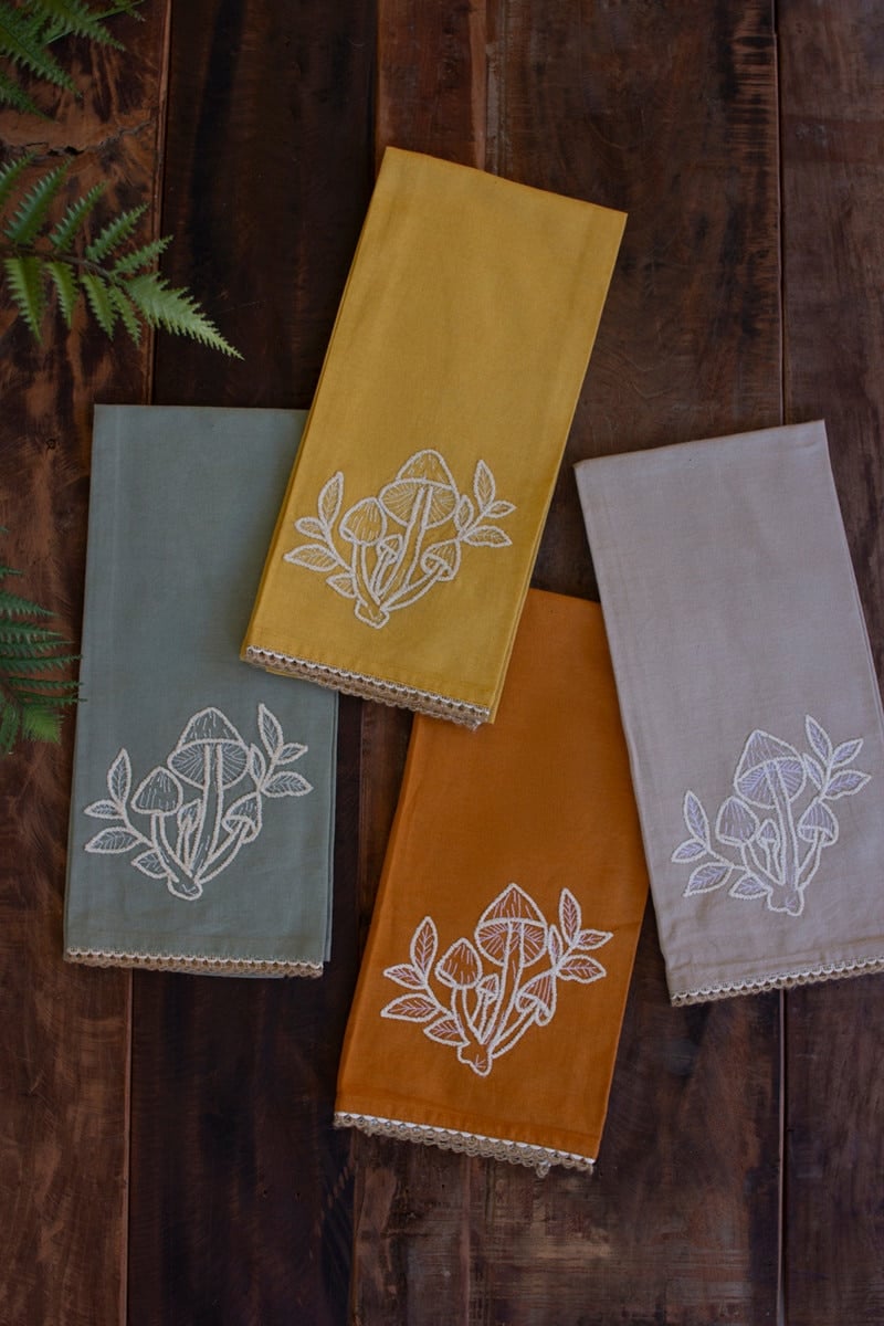 Picture of Kalalou NTD1002 18.25 x 27 in. Mushroom Tea Towels&#44; Multi Color - Set of 4
