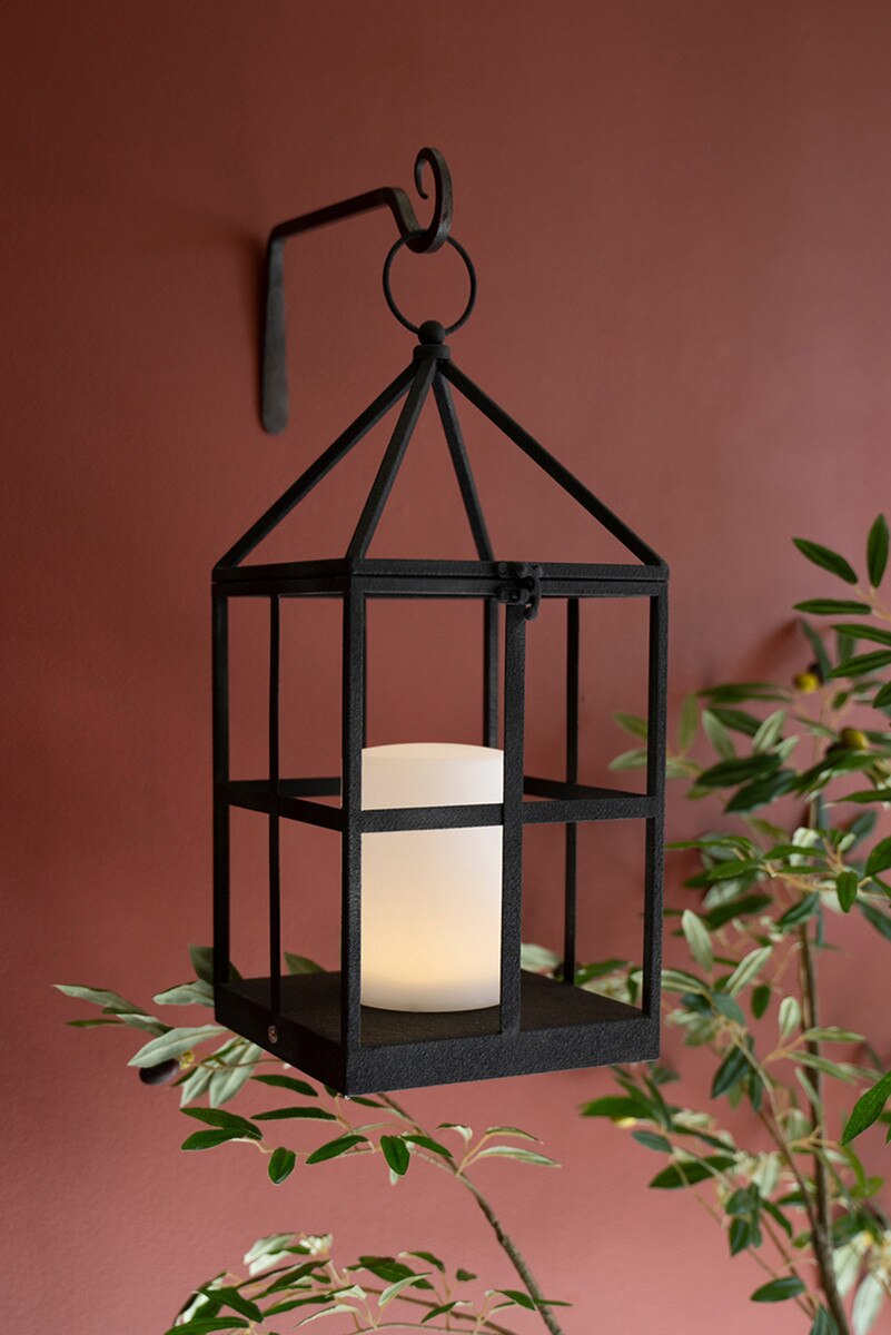 Picture of Kalalou CHYK1405 Caged Textured Metal LED Lantern&#44; Black