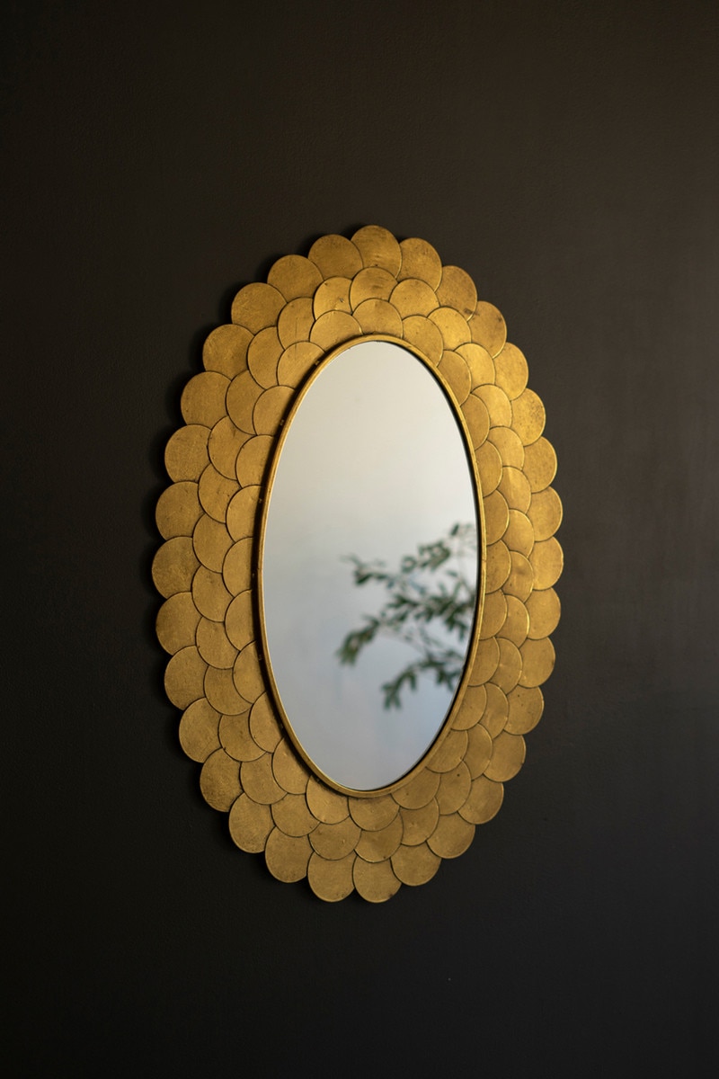 Picture of Kalalou CLL2877 Layered Gold Scallop Framed Mirror - Gold