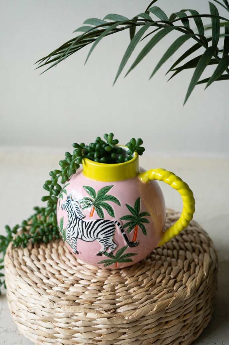 Picture of Kalalou CNA2093 6 x 8 x 6 in. Ceramic Zebra Pitcher&#44; Multi Color