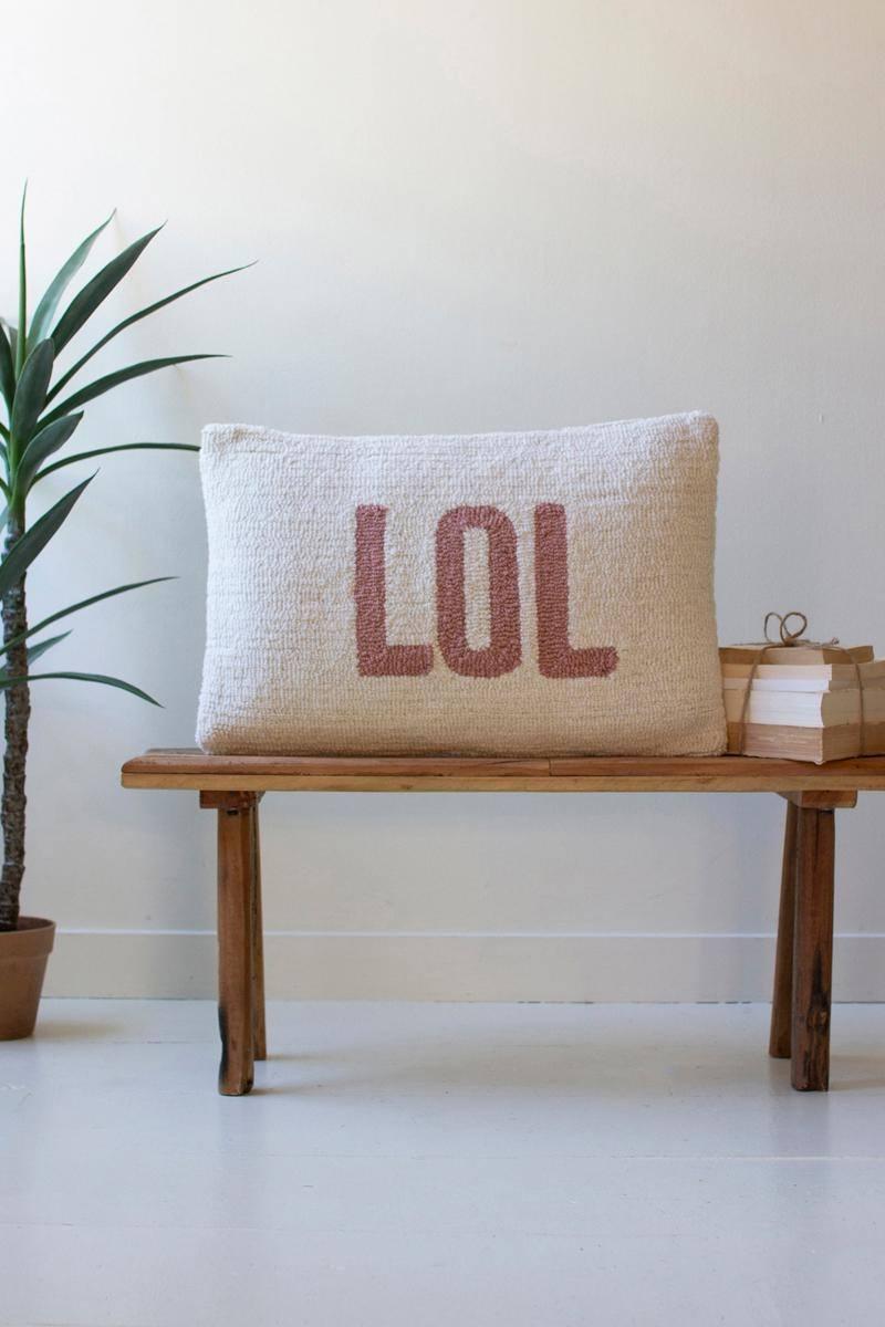 Picture of Kalalou NNF1051 Lol Hand-Hooked Pillow - Multi Color