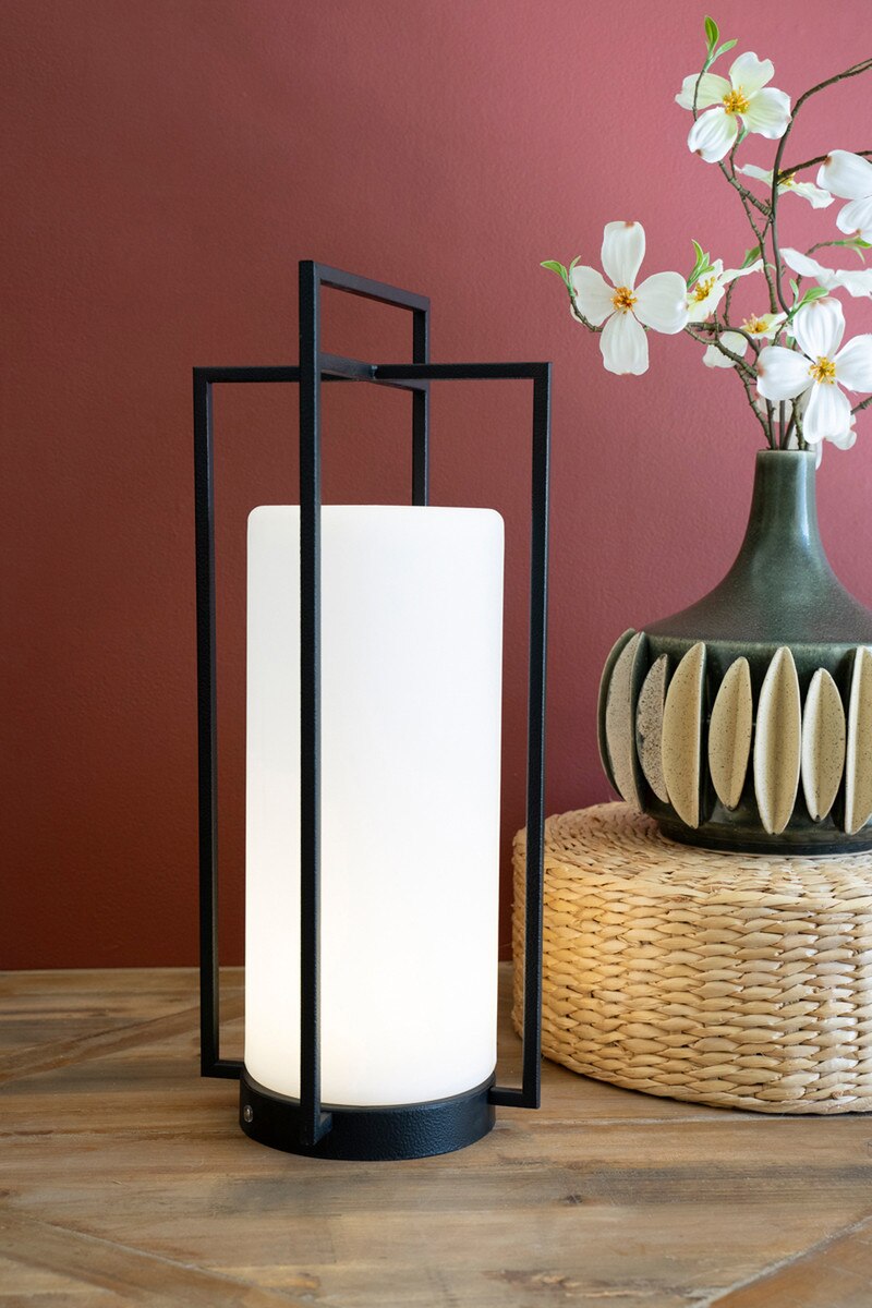 Picture of Kalalou CHYK1408 Tall Textured Metal LED Lantern&#44; Black