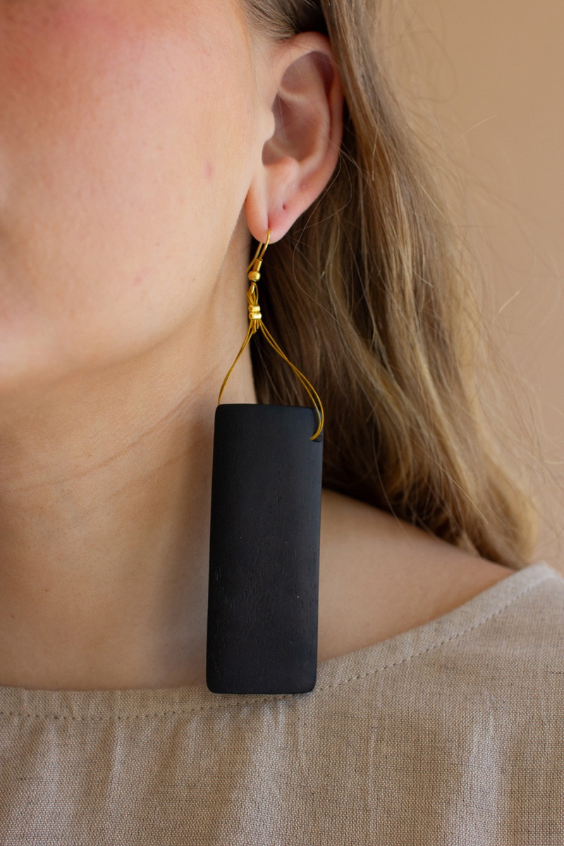NBB1002 Pair of Black Bone Earrings