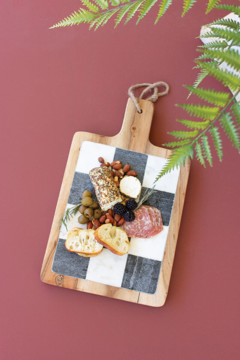 Picture of Kalalou NNAV1012K Black & White Marble with Acacia Wood Cheese Board&#44; Multi Color