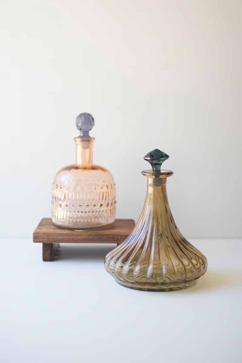 Picture of Kalalou NGLE1002 Glass Decanters, Multi Color - Set of 2
