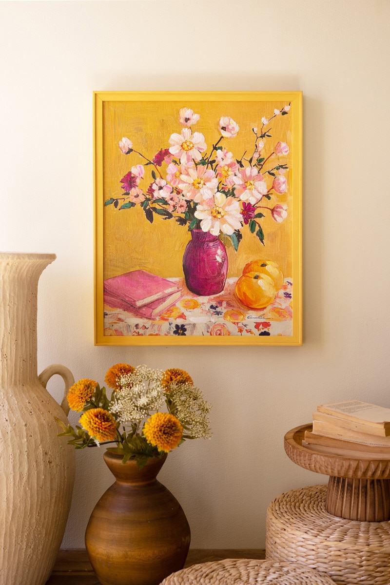 CAR1805 17 x 2 x 21 in. Yellow Framed Still-Life Painting, Multi Color